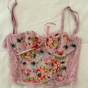 Victoria's Secret Dream Angel Unlined Sexy Pink Floral Bustier 32B